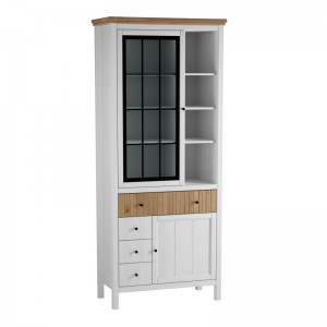 Шкаф для посуды 1113СТЧ стеклянная и глухая двери "Сканди"