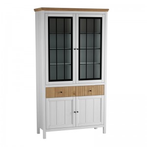 Шкаф для посуды 222СТЧ стеклянные и глухие двери "Сканди"
